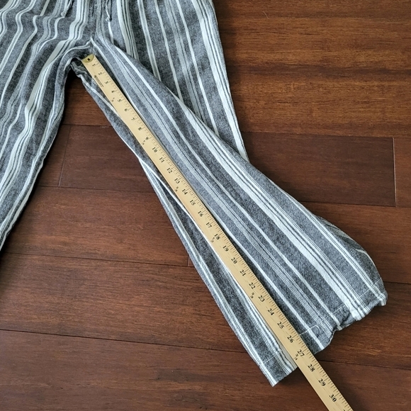 Briggs Women’s Linen Blend Wide Leg Pull-On Pants Grey/White Stripe Size L - Picture 8 of 9